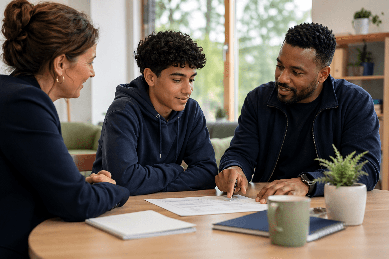 Jongere bespreekt samen met een coach en professional een persoonlijk begeleidingsplan